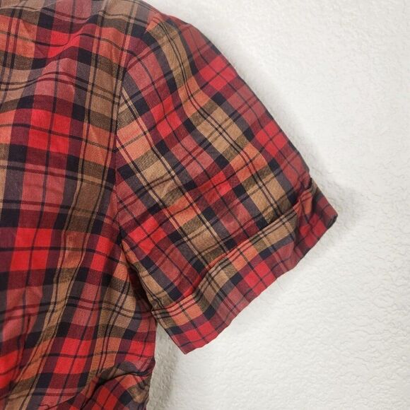 Vintage 40s 50s Vicky Vaughn Day Dress Womens S Red Plaid Button Front Fit Flare - Picture 7 of 12